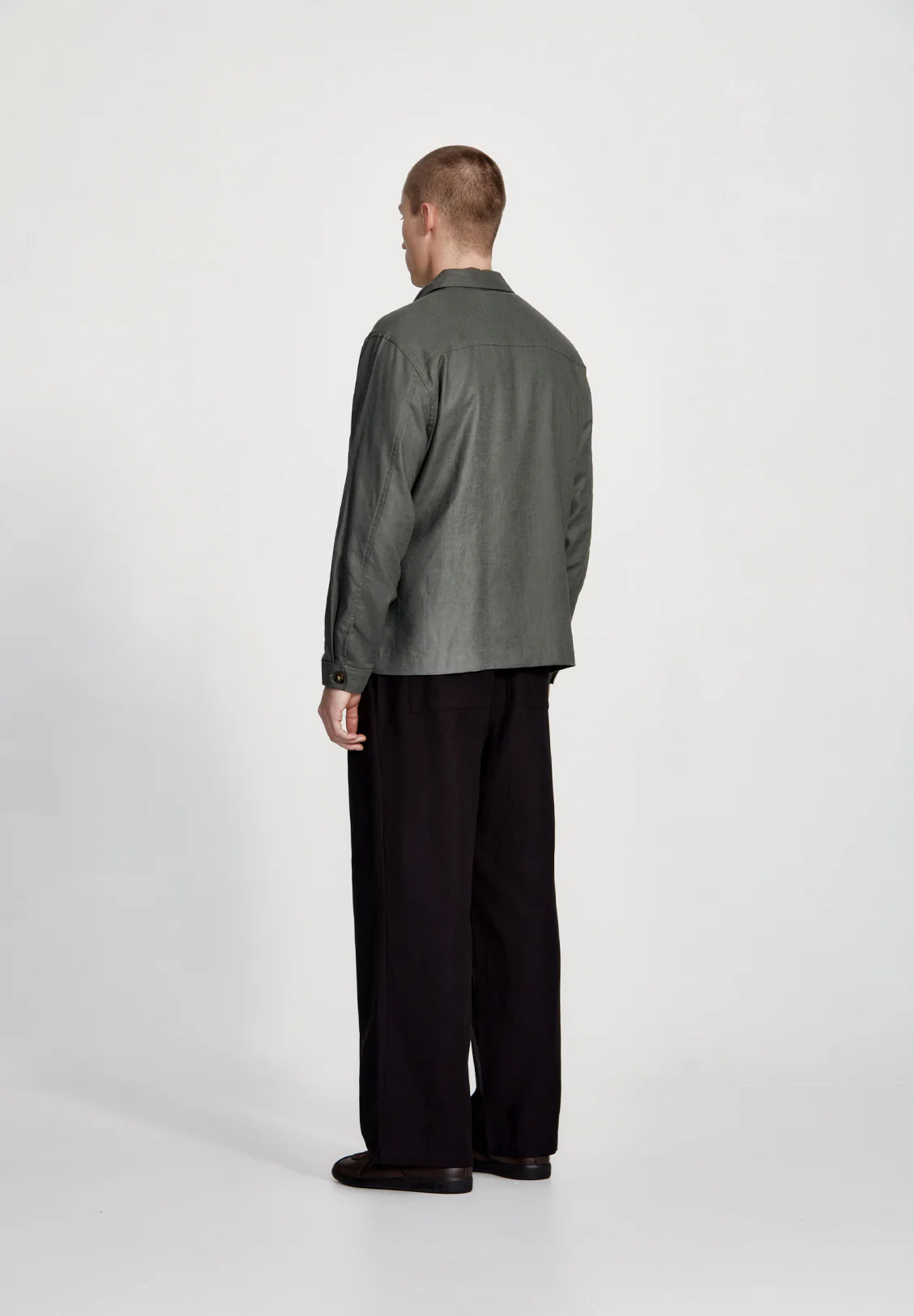 LINEN BLEND OVERSHIRT, FOG - Image 3