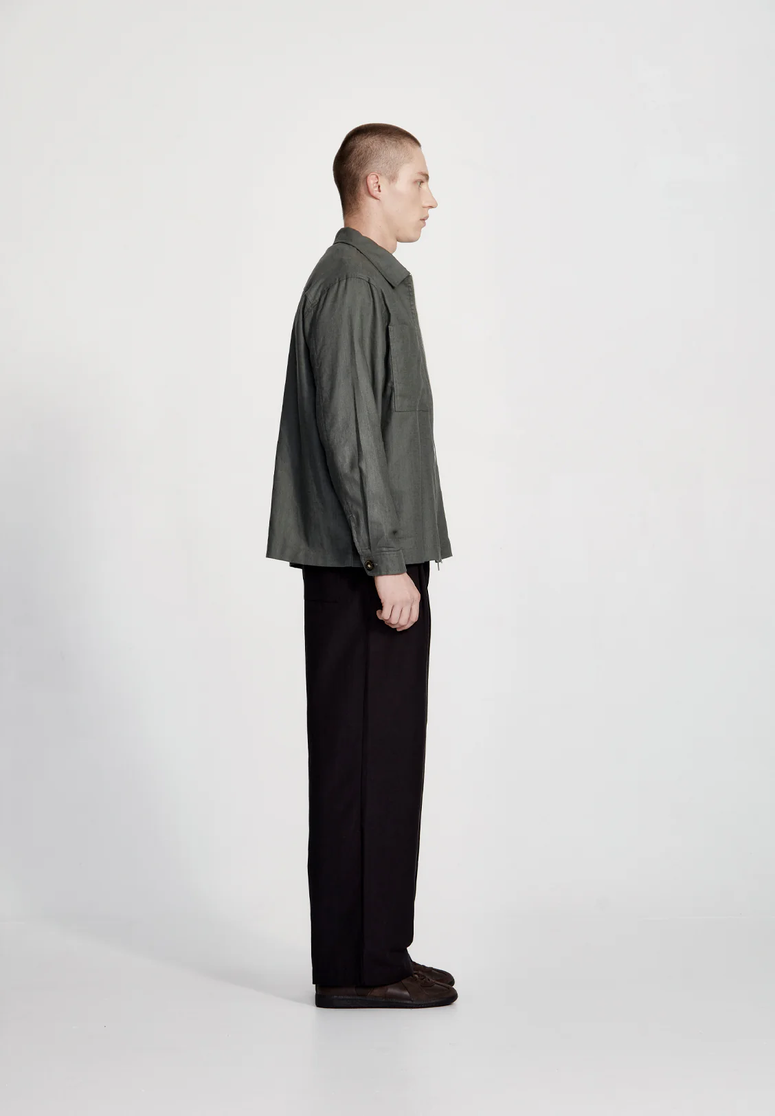 LINEN BLEND OVERSHIRT, FOG - Image 4