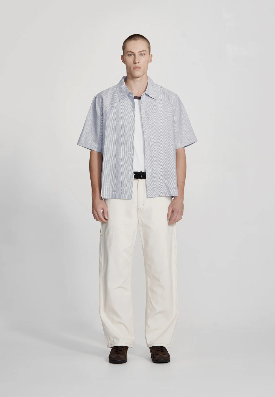 MENS BOX FIT SHIRT, BLUE STRIPE - Image 2