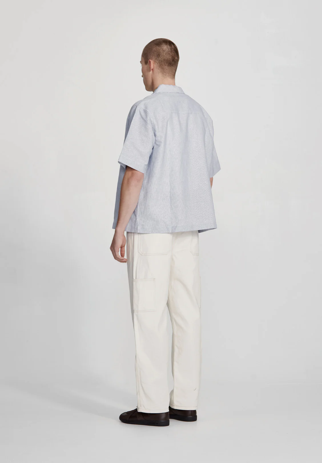 MENS BOX FIT SHIRT, BLUE STRIPE - Image 3