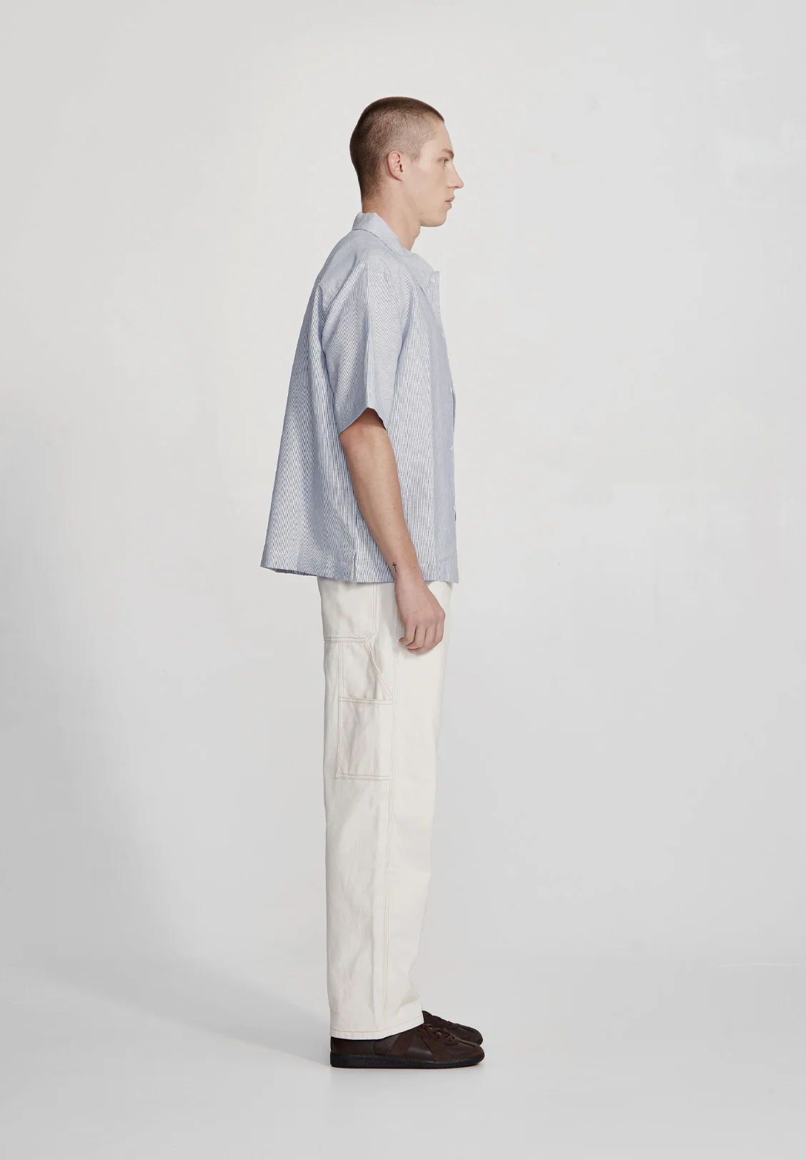 MENS BOX FIT SHIRT, BLUE STRIPE - Image 4