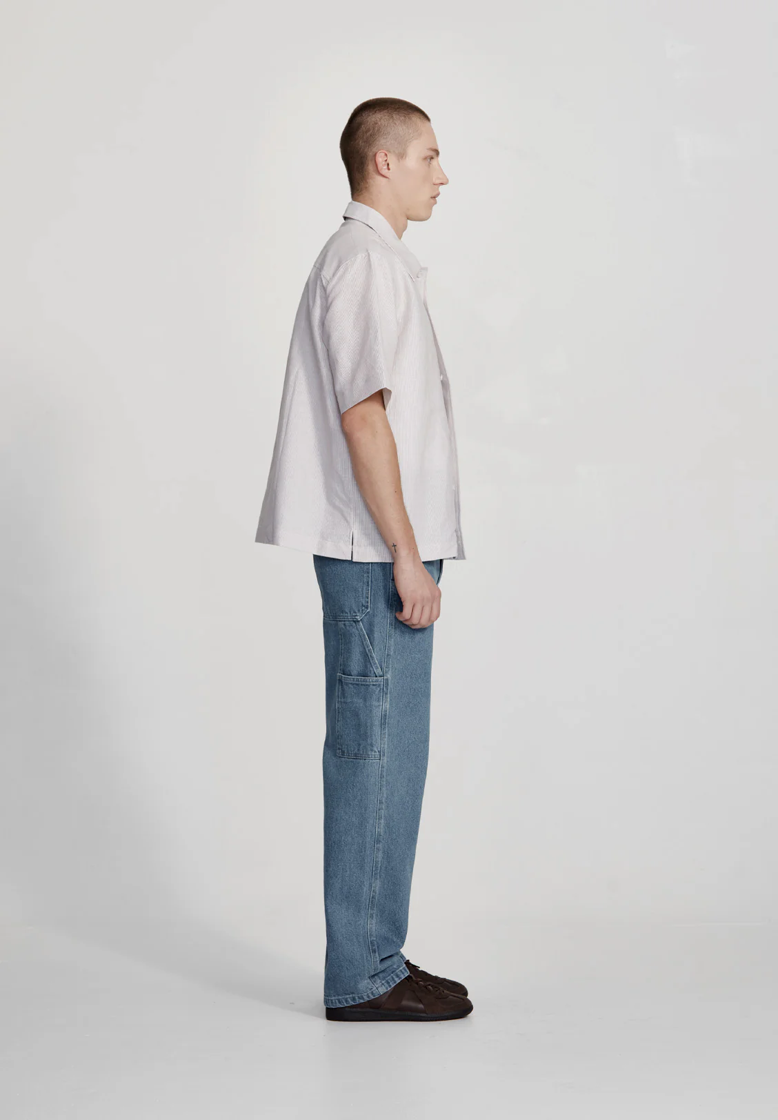 MENS BOX FIT SHIRT, TOBACCO STRIPE - Image 3