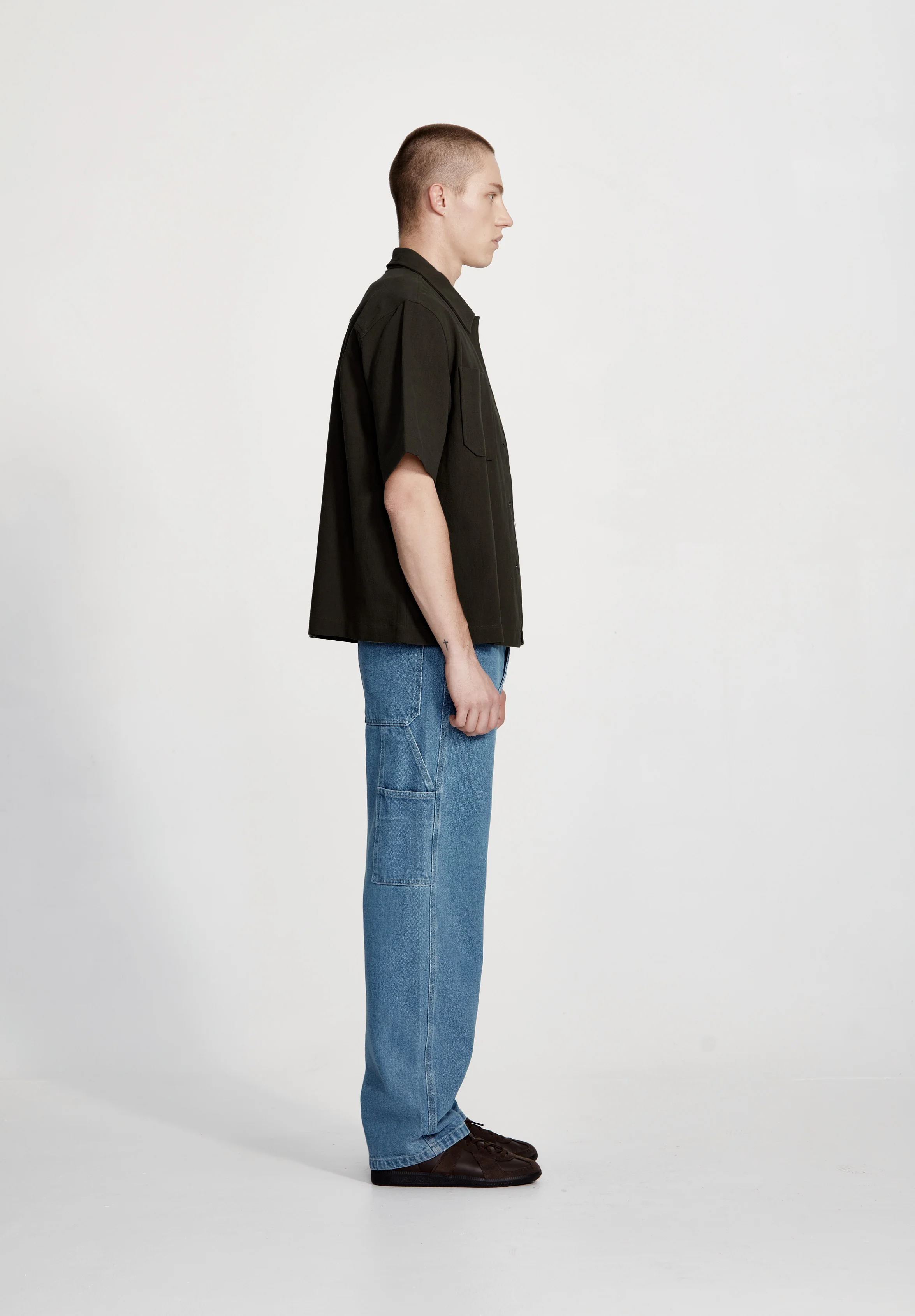 MENS BOX FIT OVERSHIRT, BLACK - Image 4