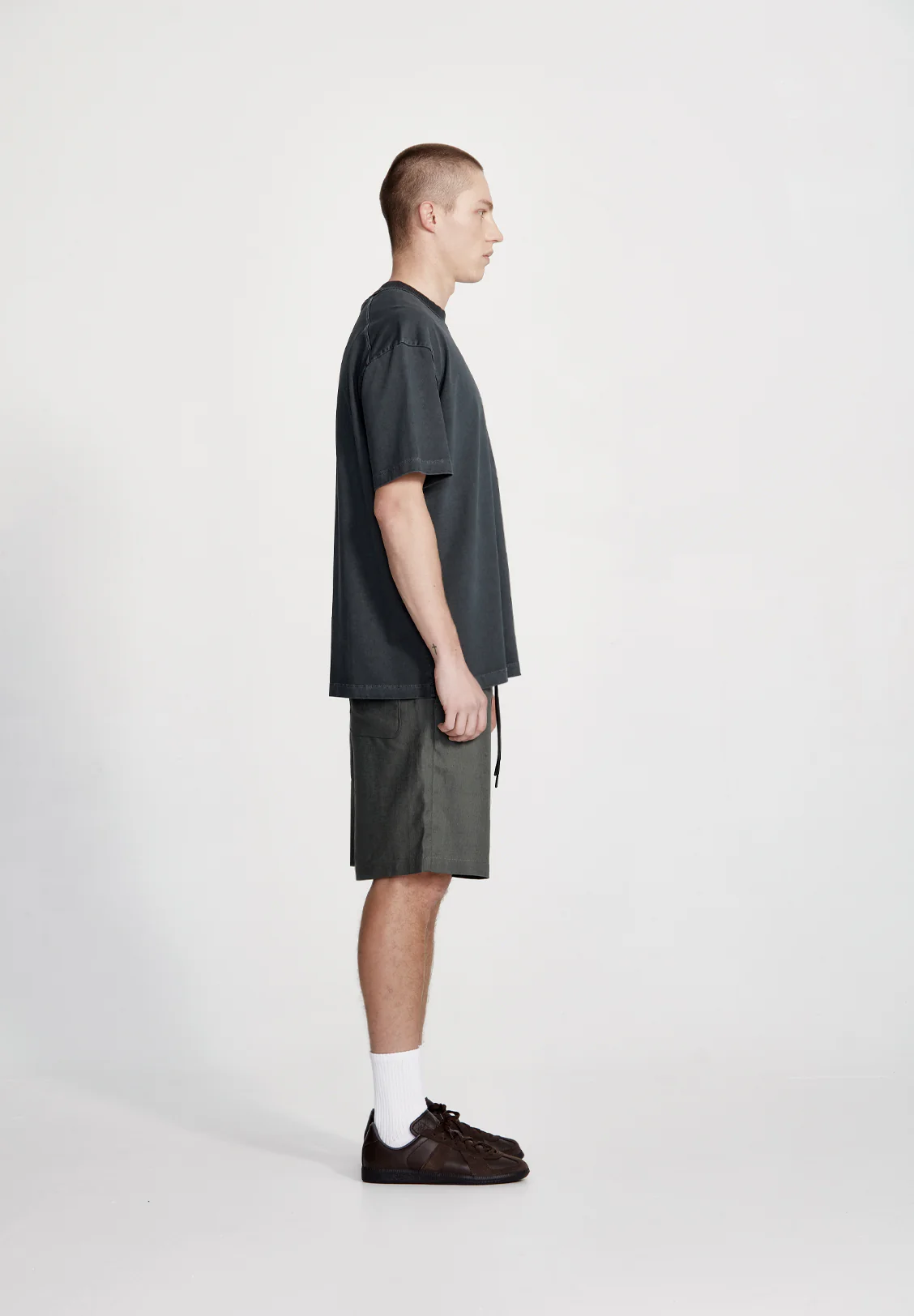 LINEN BLEND STUDIO SHORT, FOG - Image 4