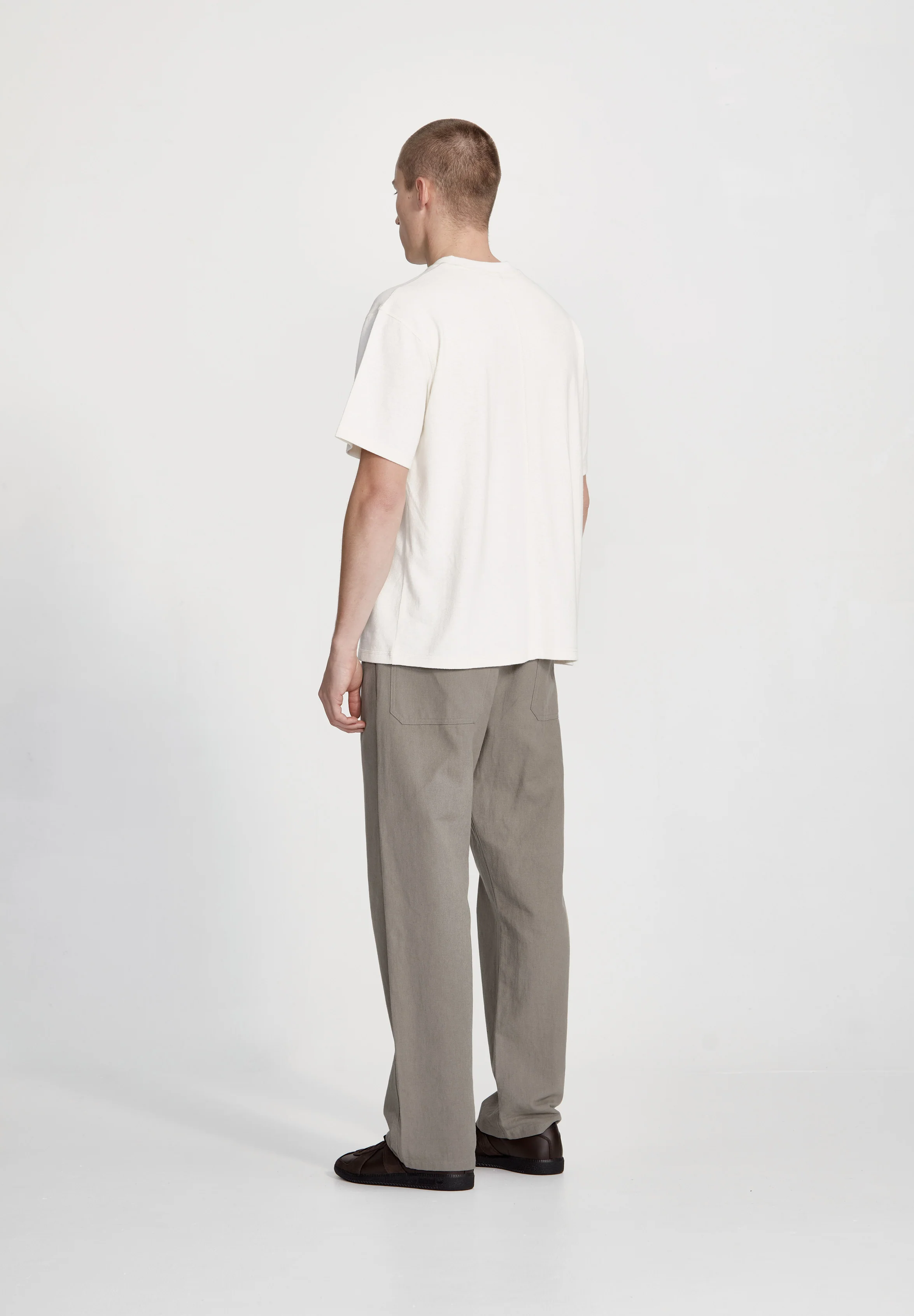 LINEN/COTTON WORK PANT, SMOKE - Image 4
